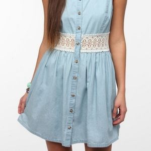 Pins & Needles Blue Denim & White Crochet Dress